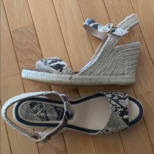 Delman Snake Print Espadrille Wedges Beige and Black RARE! Size 9.5